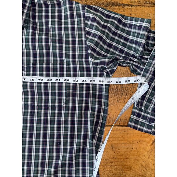 Mens Sutter‎ & Grant Green Navy Plaid Long Sleeve Button Down Shirt Pocket XLT - Picture 6 of 7